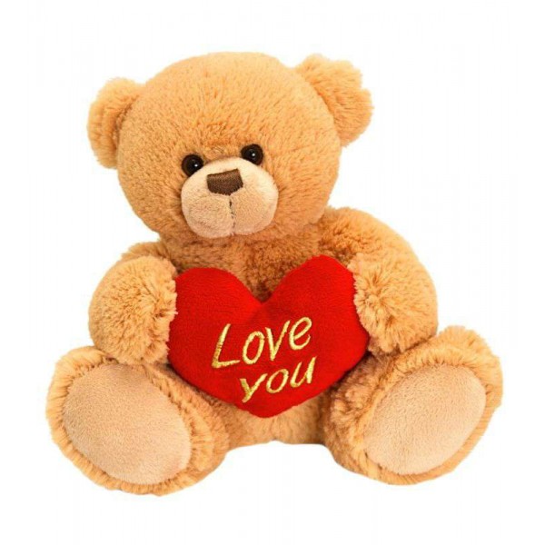 15 Inch Golden Teddy Bear holding Love You Heart